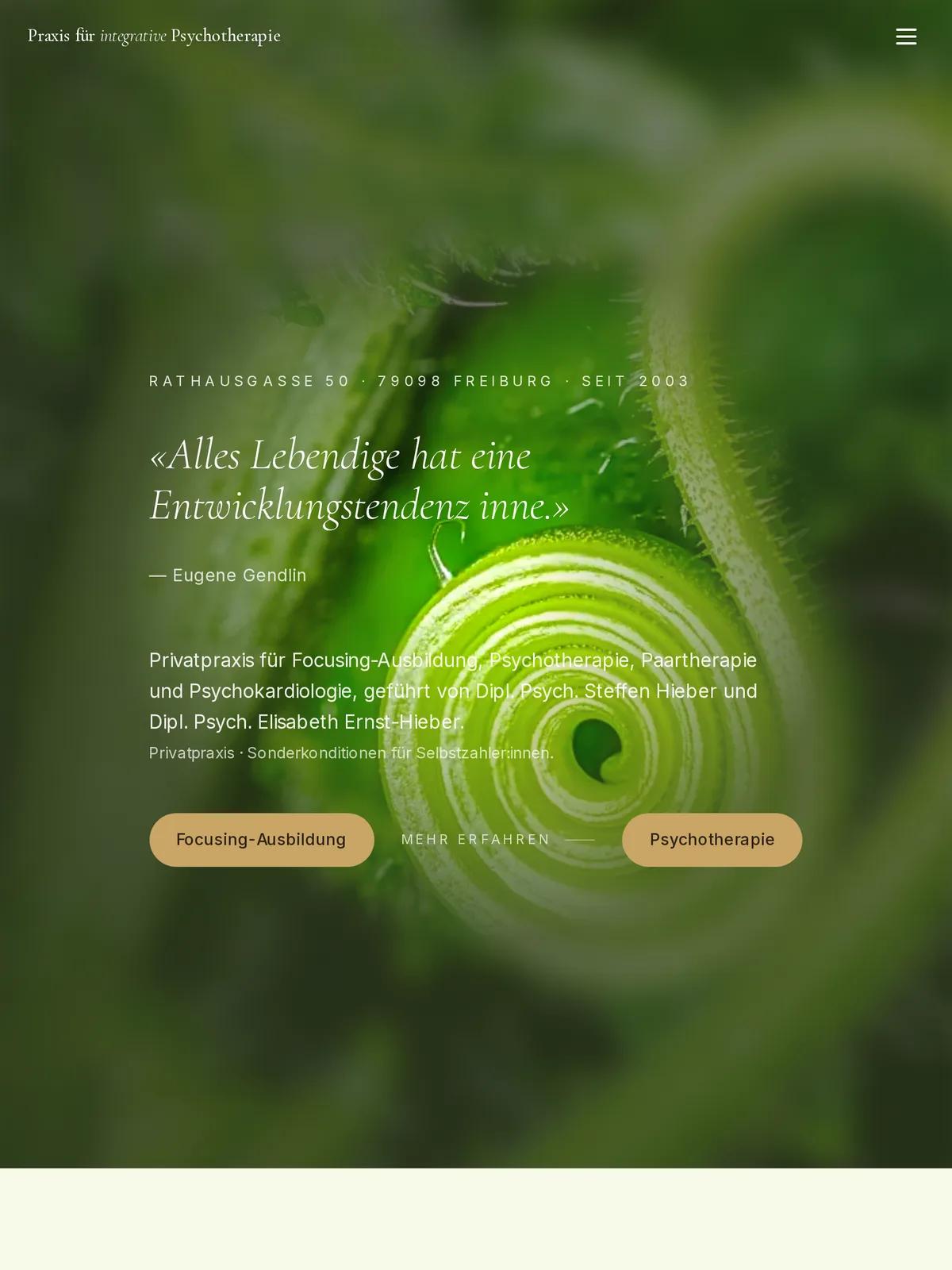 Praxis für integrative Psychotherapie, Ansicht auf dem Tablet