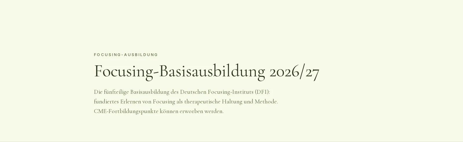 Praxis für integrative Psychotherapie, Ausschnitt der Website: Eigene Tiefenseite für die Focusing-Ausbildung