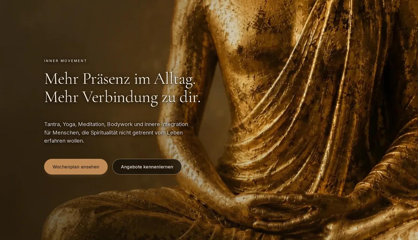 Inner Movement Freiburg, Ausschnitt der Website: Ruhiger Einstieg mit klarer Positionierung