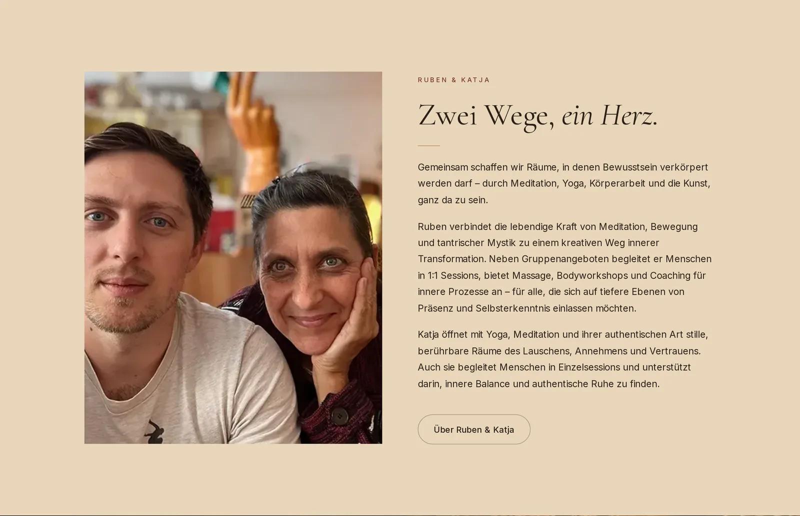 Inner Movement Freiburg, Ausschnitt der Website: Die beiden Inhaber als Gesicht der Praxis