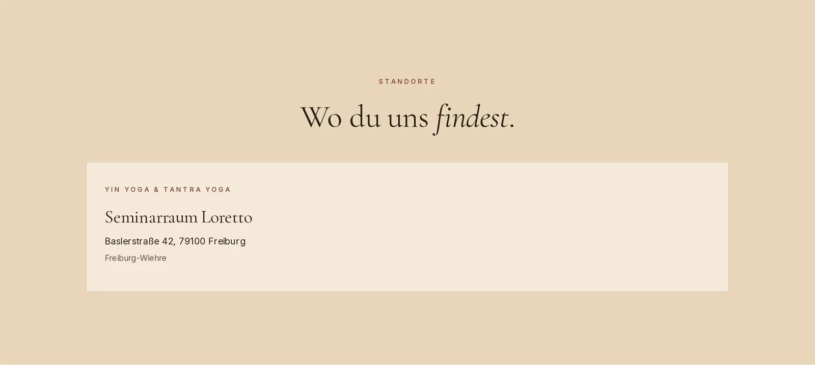 Inner Movement Freiburg, Ausschnitt der Website: Standorte auf einen Blick