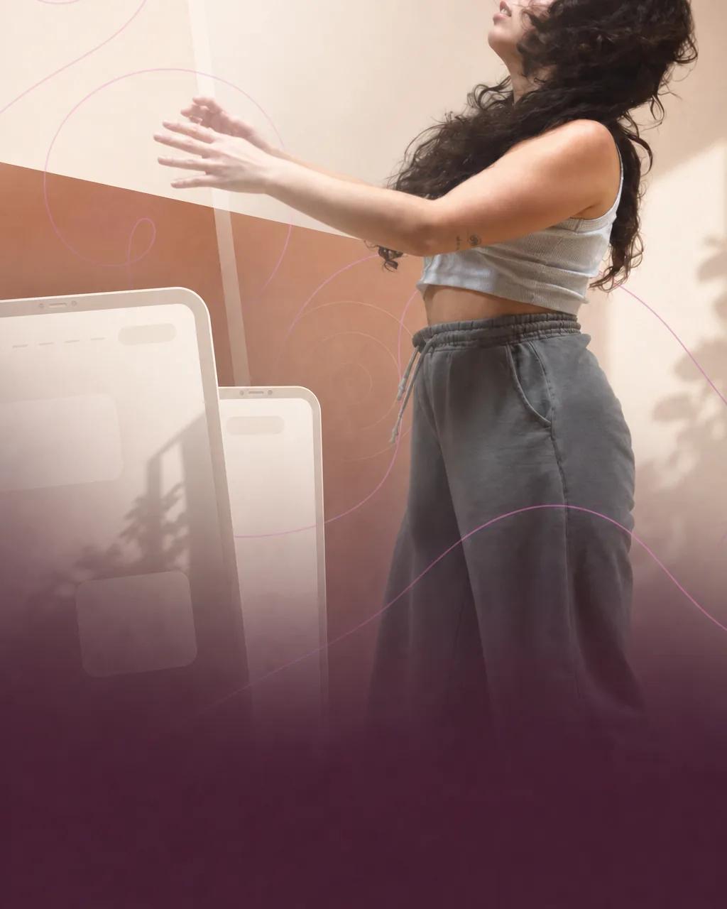M2 Studios Portfolio-Karte mit Tanzmotiv und responsiven Website-Fragmenten