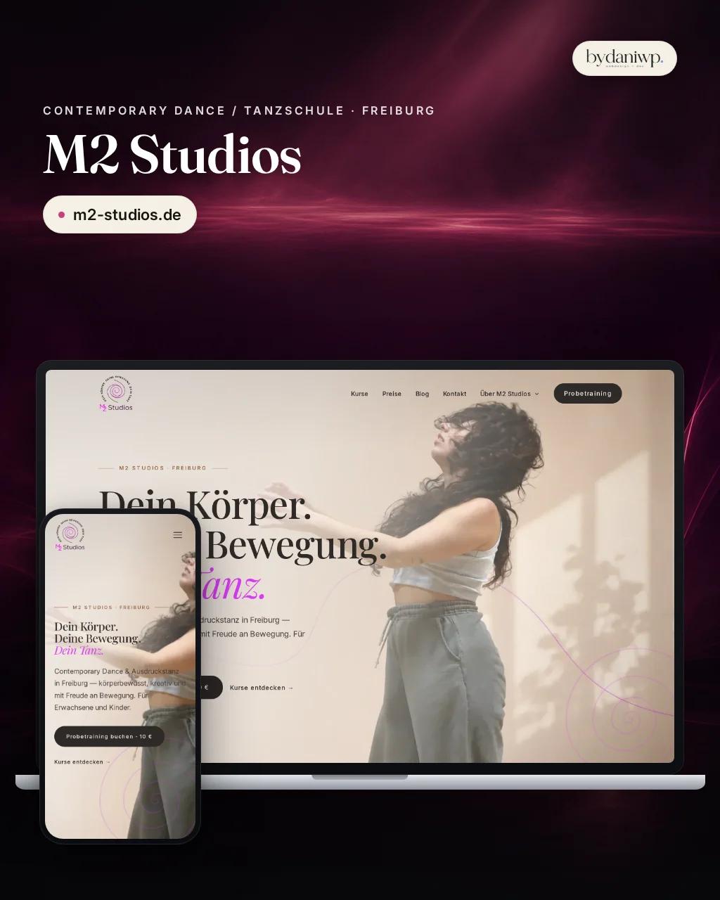 M2 Studios, Website, Hochformat
