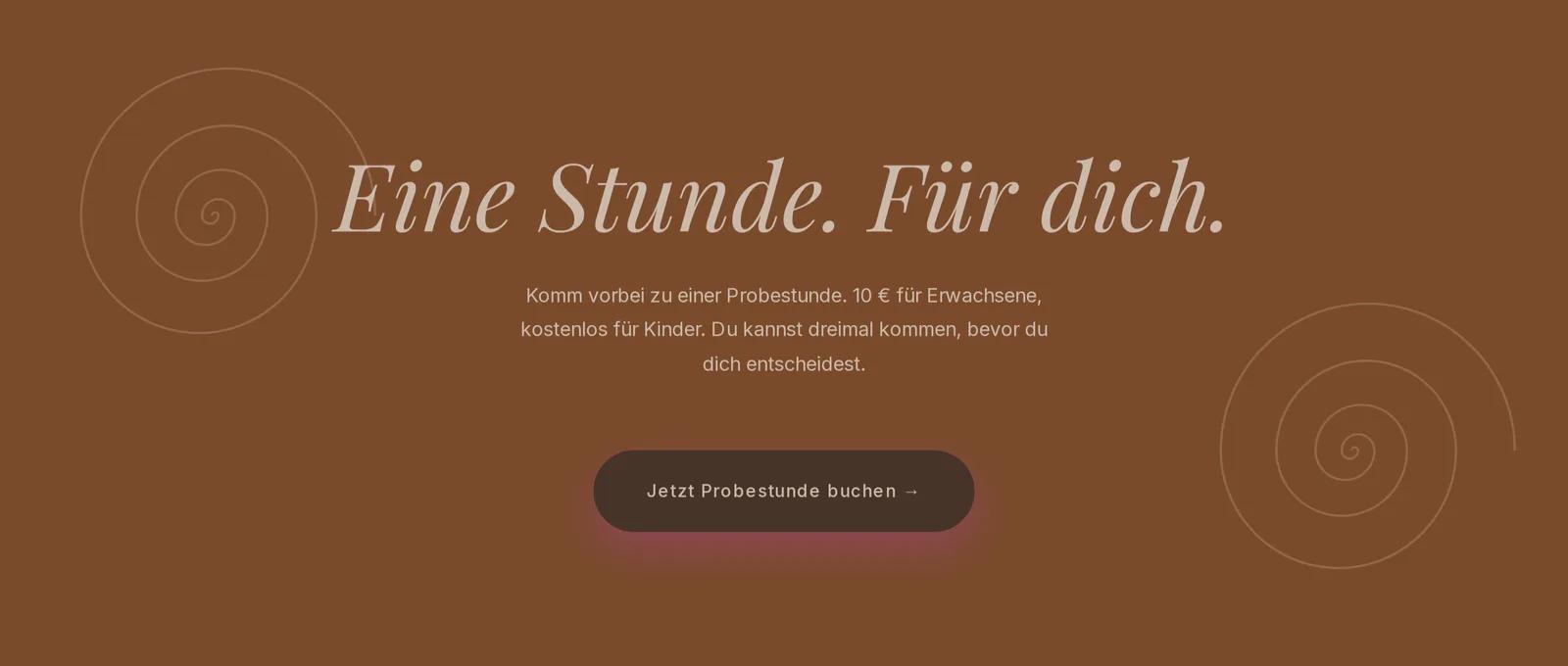 M2 Studios, Ausschnitt der Website: Der Weg endet beim Probetraining, nicht in einer Preisliste