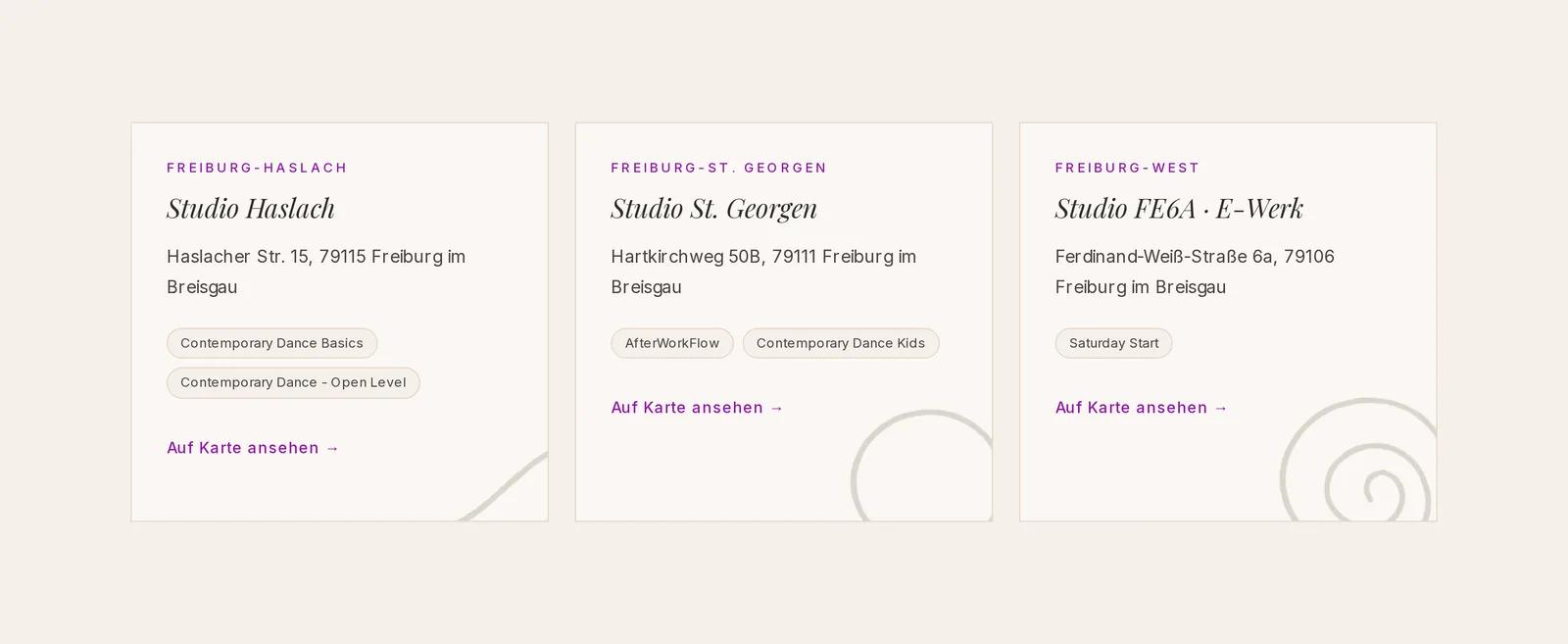 M2 Studios, Ausschnitt der Website: Drei Studios in Freiburg