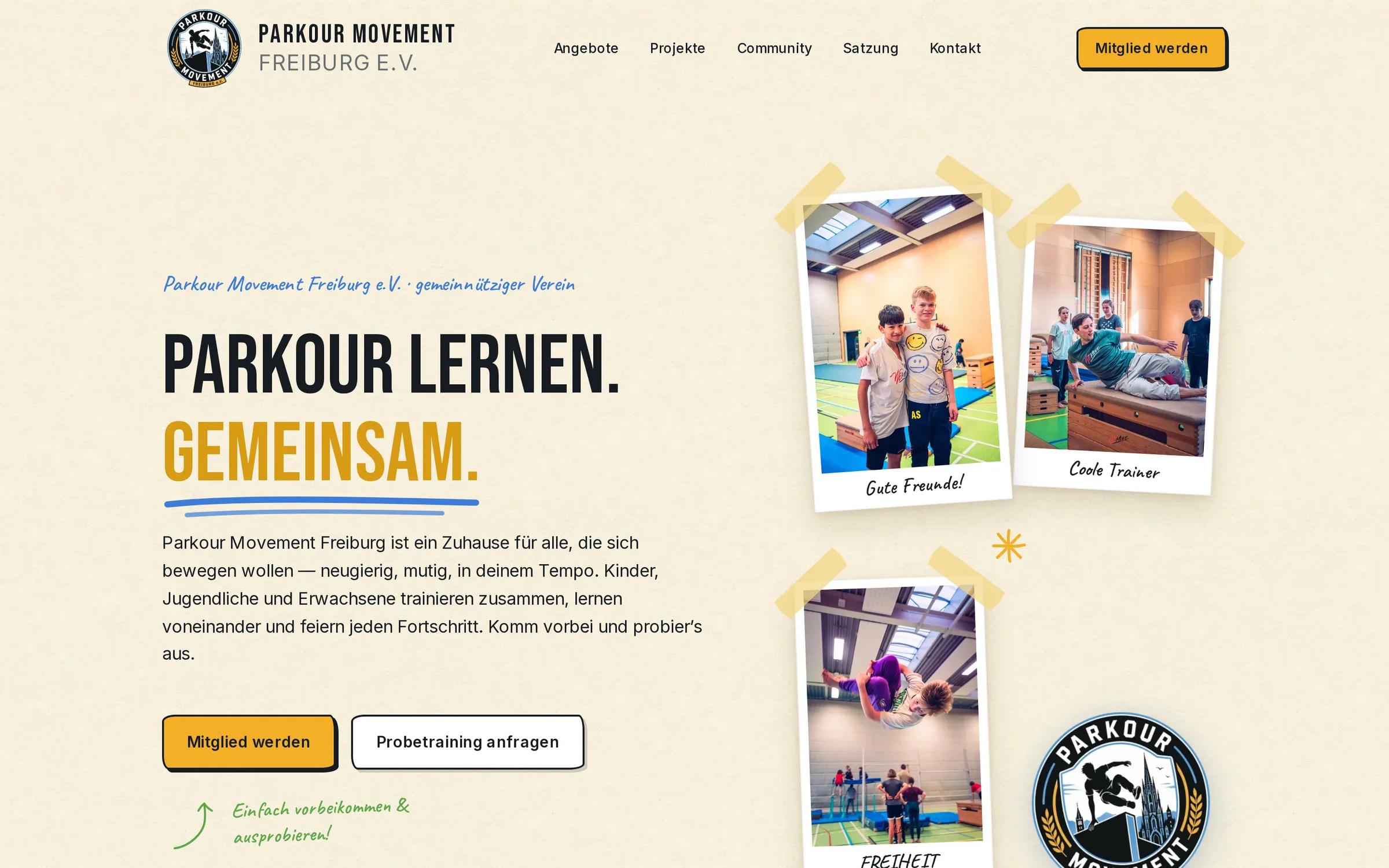 Parkour Movement Freiburg e.V., Ansicht auf dem Laptop