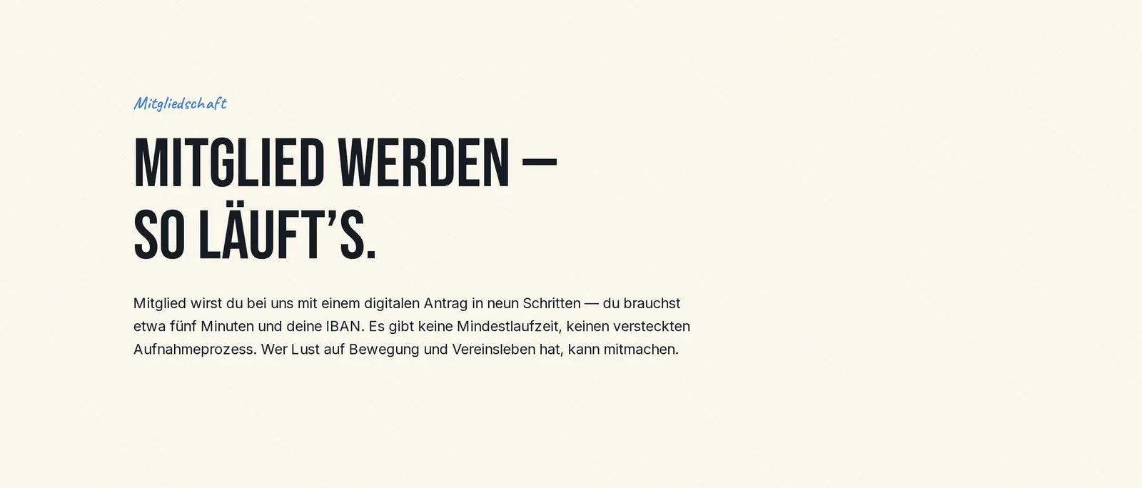 Parkour Movement Freiburg e.V., Ausschnitt der Website: Mitglied werden mit klarem Ablauf