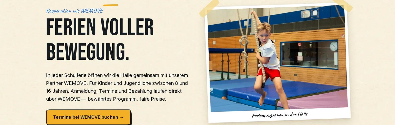 Parkour Movement Freiburg e.V., Ausschnitt der Website: Polaroids mit Klebeband als wiederkehrendes Motiv