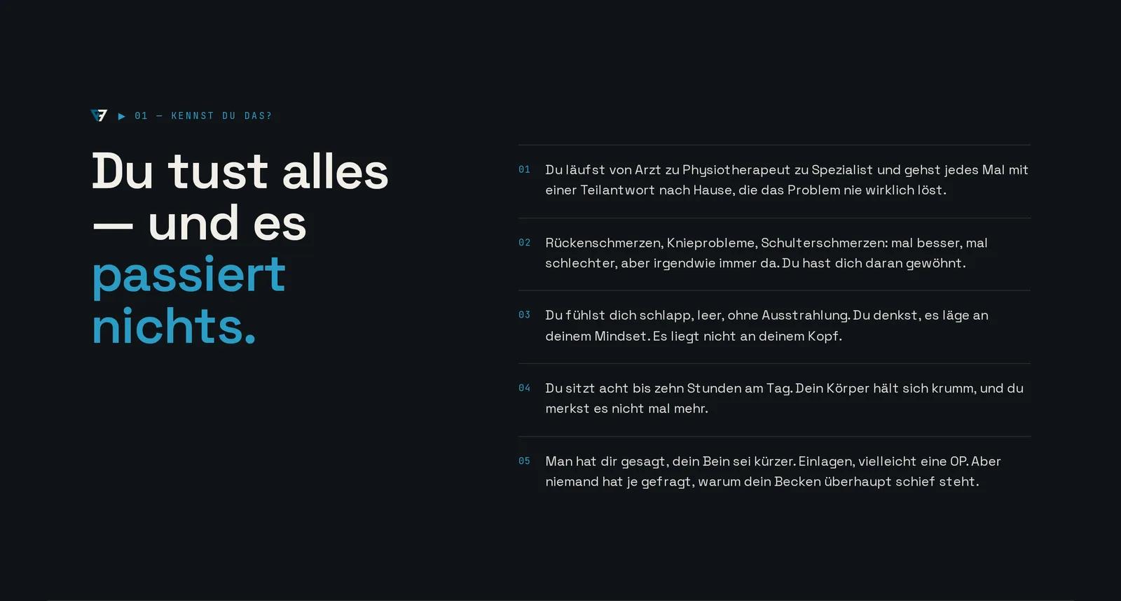 Philipp Hoffmann, Ausschnitt der Website: Fünf Sätze, in denen sich Betroffene wiedererkennen