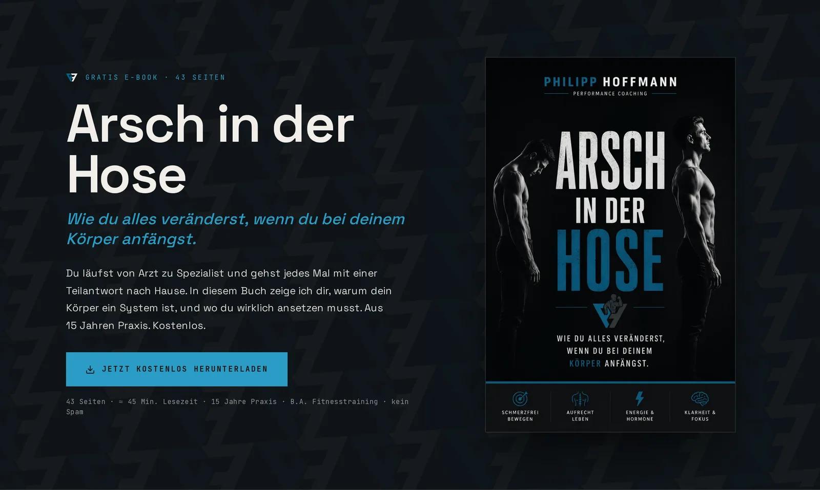 Philipp Hoffmann, Ausschnitt der Website: Eigene Landingpage für das E-Book
