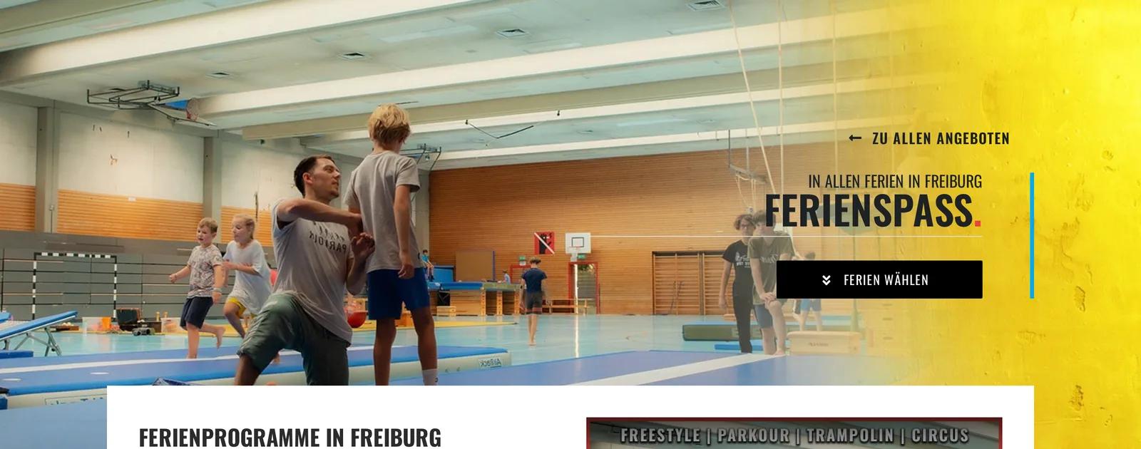WEMOVE. Freiburg, Ausschnitt der Website: Eigener Bereich für die Ferienprogramme