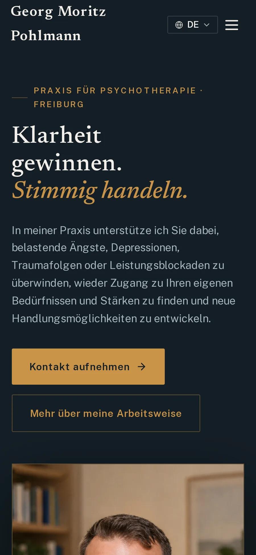 Praxis für Psychotherapie Georg Moritz Pohlmann, Ansicht auf dem Smartphone