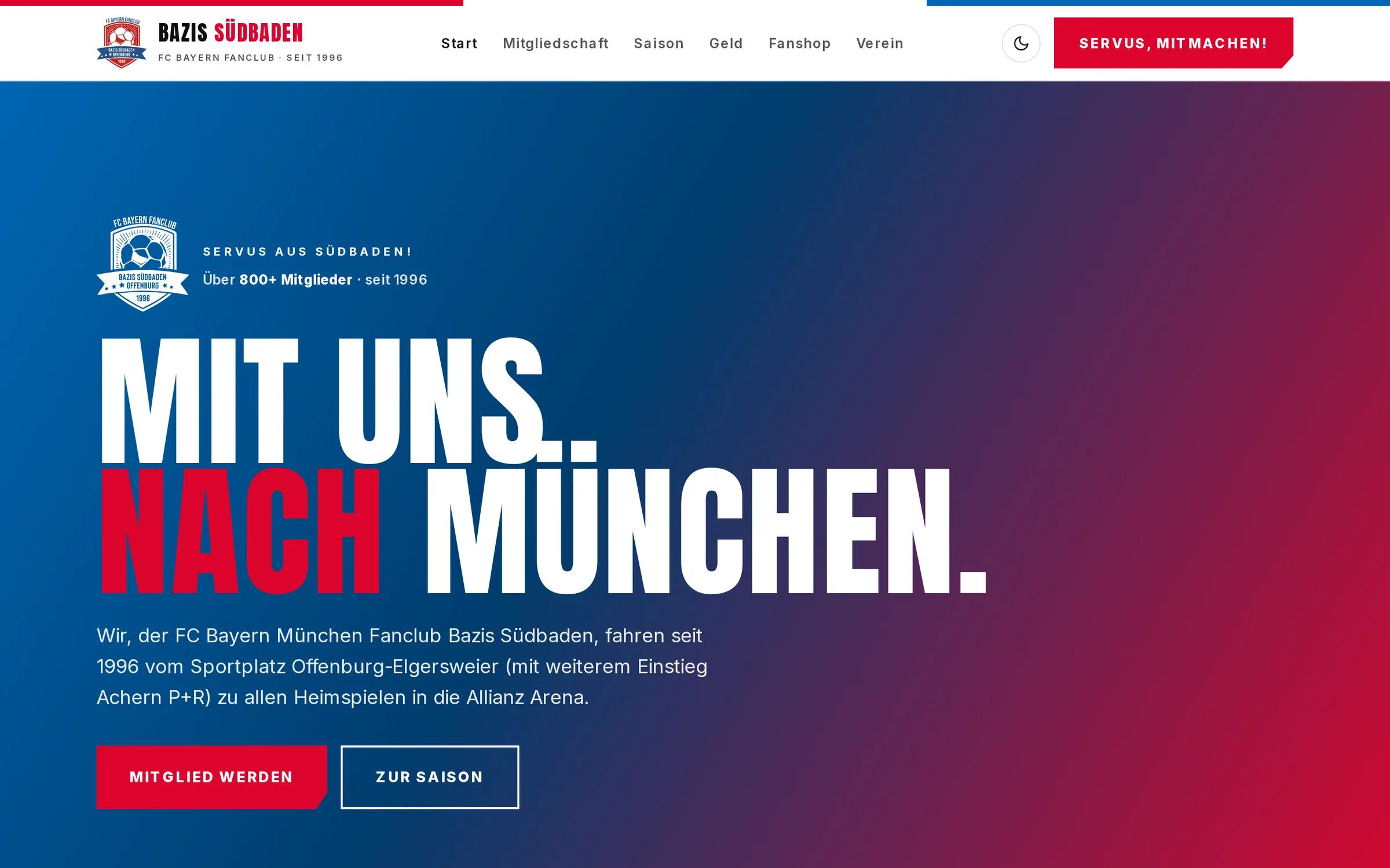 FC Bayern Fanclub Bazis Südbaden, Ansicht auf dem Laptop